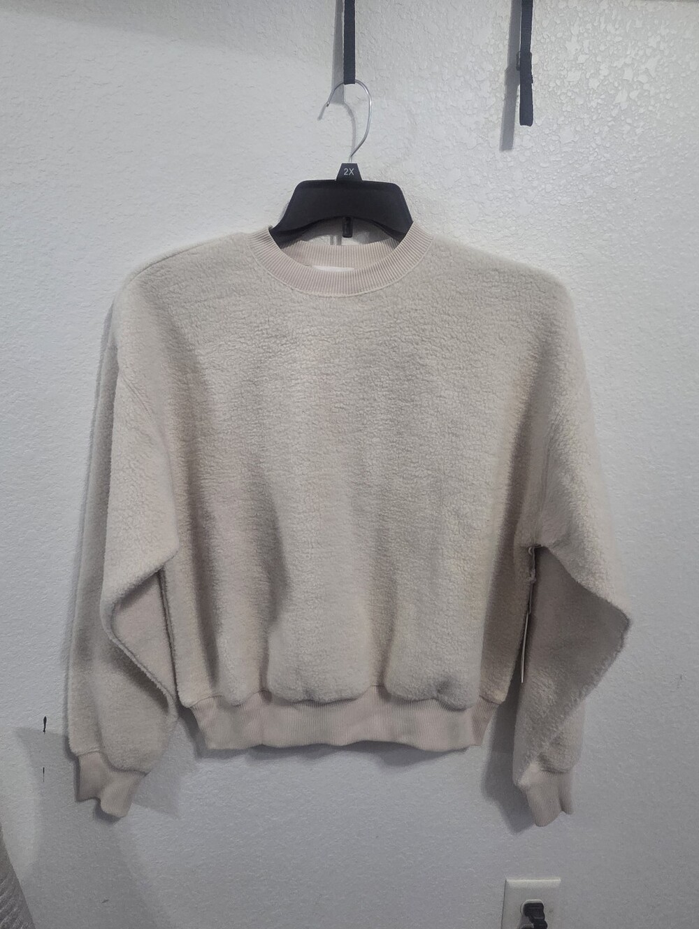 Cozy Oversized Teddy Fleece Sweatshirt Pullover Soft Neutral Lounge Sweater - Picture 2 of 6
